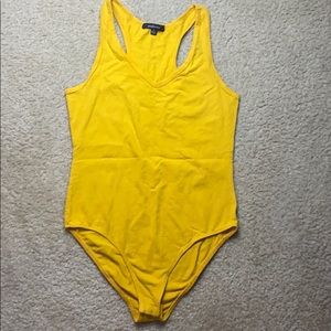Yellow One Piece . V-Cut .
